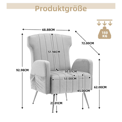 SHUGUANG Fauteuil Confortable Velours, Fauteuil Salon Confortable Chaise Coiffeuse avec Pieds Métalliques Dorés, Forme de Chaise Cigare Chaise de Lecture en Vigueur Chambre à Coucher, Salon