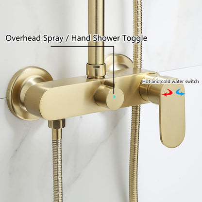 OihPaw Colonne de Douche dorée,Ensemble de Douche avec Mitigeur,Pomme de Douche et Douchette à Main,Colone Douche Mural Réglable en Hauteur,Robinet Douche
