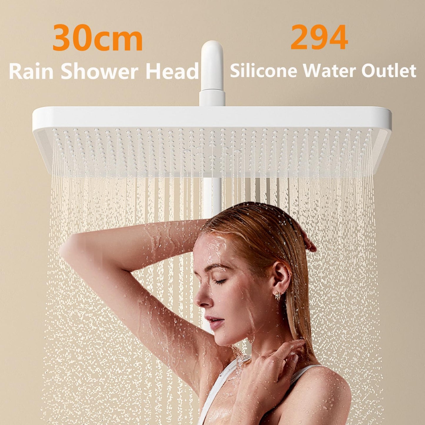 OihPaw Colonne de Douche Thermostatique Affichage Numérique Ensemble Douche 4 Fonctions Kit de Douche Système de Douche avec 30 * 20cm Douche de Tête, Pommeau Douche, Mitigeur Douche