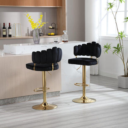 Tabouret Bar Lot de 2 Pivotants Velours Chaise de Bar à Hauteur Comptoir avec Dossier, Repose-pieds, Chaise Haute Bar Comptoir Réglables, Chaises D'îlot pour Salle à Manger, Noir/Gris/Ivoire/Émeraude