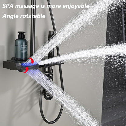 OihPaw Colonne De Douche Thermostatique Gris Ensemble de Douche 5 Fonctions Système de Douche avec Affichage Numérique LED, Douche de Tête 30x20CM, Pommeau Douche 3 Modes