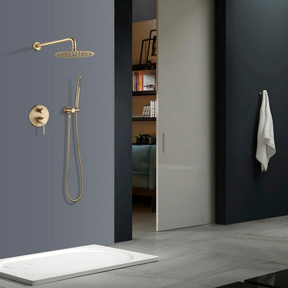 OihPaw Ensemble de Douche Encastrable Doré,Système de Douche À 2 Fonctions avec Pommeau de Douche Ronde 20CM et Douchette À Mains,Colonne De Douche Encastré pour Salle de Bains