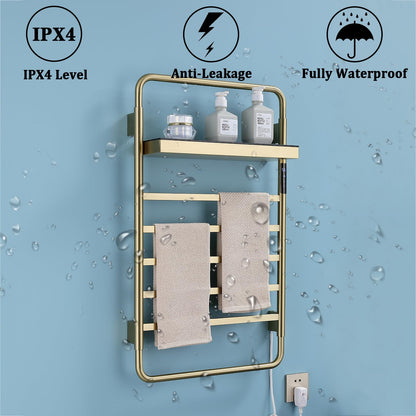 Sèche-Serviettes Électrique Intelligent WiFi Commande Vocale avec Étagère Pliable, avec Minuterie, 45-70 °C, 5 Barres 65 W Porte-Serviettes Chauffant, 85x50CM Radiateur De Salle De Bain