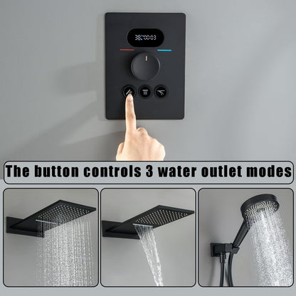 OihPaw Colonne de Douche Thermostatique Douche Encastrable Affichage Numérique Colonne de Douche Encastrable Noir Ensemble de Douche avec 3 Fonctions Pommeau de Douche,Douchette