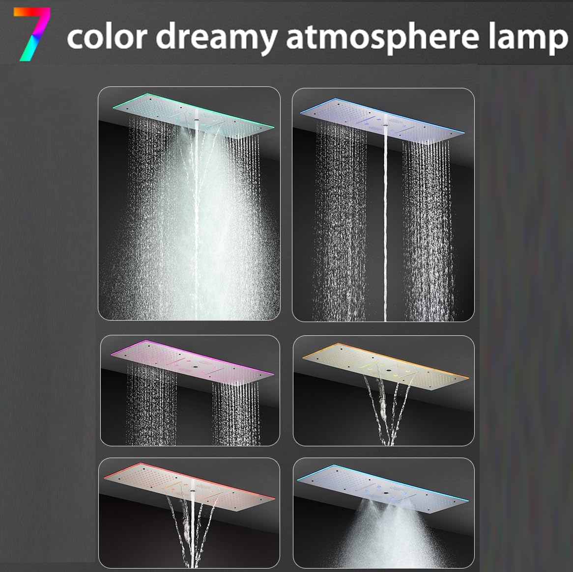 Système de Douche Thermostatique Musical Colonne Douche 90x30CM 9 Fonctions Tête de Douche, LED 64 Couleurs Bluetooth Ensemble de Douche avec Douchette, Robinet de Baignoire, Chrome