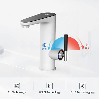 Robinet d'eau Chaude électrique Instantanée 220V, Robinet de Salle de Bains lavabo avec Affichage de la Température à LED, Robinet avec Tube Chauffant en Acier Inoxydable