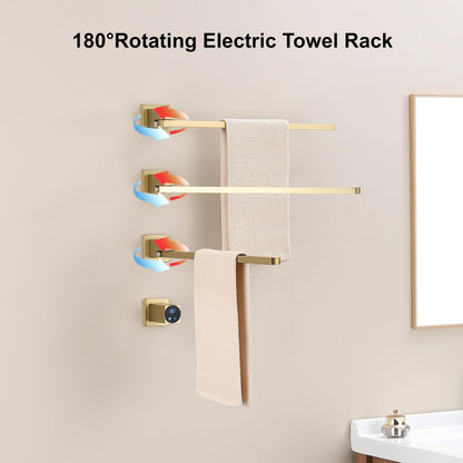Elektrischer Handtuchtrockner, 60 W Badezimmerheizkörper mit Digitalanzeige, elektrischer Handtuchhalter mit WLAN, 180° drehbarer Handtuchtrockner, Timer, beheizter Handtuchtrockner