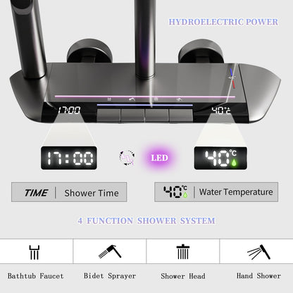 Colonne De Douche Avec Mitigeur Thermostatique Système De Douche Affichage Numérique LED Ensemble De Douche Avec Pommeau De Douche, Douchette, Bidet Douche, Robinet De Baignoire