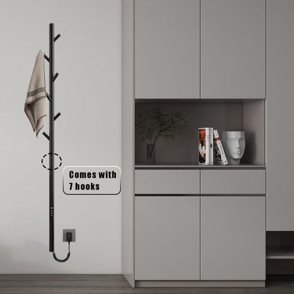 OihPaw Sèche-serviette électrique Noir Affichage Numérique 110 W Porte-Serviettes Chauffant Électrique 1500 mm Acier Inoxydable Thermostat Radiateur de Salle de Bain