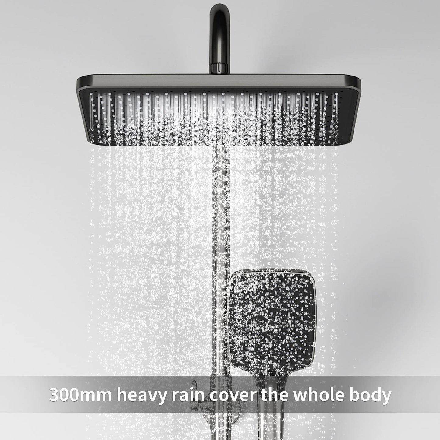 OihPaw Colonne De Douche,SystèMe De Douche Mural à Clé De Piano à Affichage NuméRique LED à 4 Fonctions, Avec 30x20cm Pommeau De Douche,Douchette,Robinet De Baignoire,PulvéRisateur De Bidet