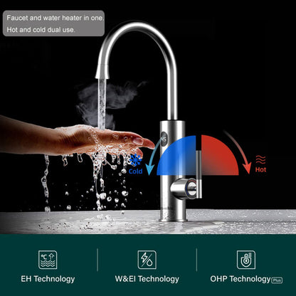 Robinet électrique avec chauffe-eau instantané 220 V pour cuisine, 3200 W, avec affichage de la température LCD, rotation à 360 °, avec chauffe-eau instantané, argent
