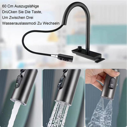 Robinet De Cuisine Avec Douchette, Robinet Cuisine Douchette, Robinetterie De Cuisine Avec Affichage De La TempéRature, Mitigeur Cuisine Avec Douchette, Rotation à 360°, 4 Types De Douche