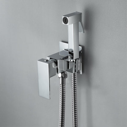 Kit Douchette WC, Laiton Douchette Toilette WC Mural Pulvérisateur de Bidet Eau Froide et Eau Chaude Toilette Bidet Spray avec 1.5m Tuyau (Chrome)