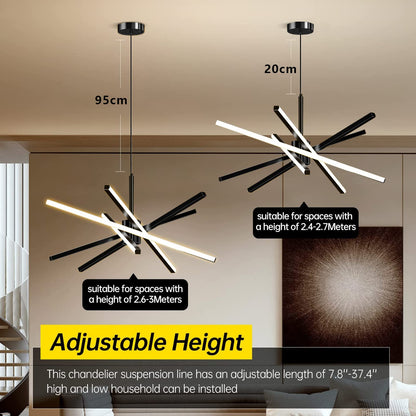 Suspension LED,82W LED Plafonnier Dimmable,Moderne LED Lustre Acrylique Design Lampe salon Lustres Chambre avec Télécommandée,Lustre Réglable en Hauteur,pour Cuisine Salle Manger Lampes