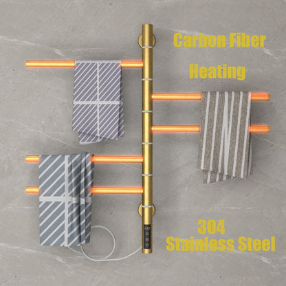 OihPaw Sèche serviette électrique,WiFi avec 5 Barres Porte-Serviettes Chauffant Pivotant à 180 °,45W 42x66CM Chauffe-Serviettes électrique Mural avec Thermostat
