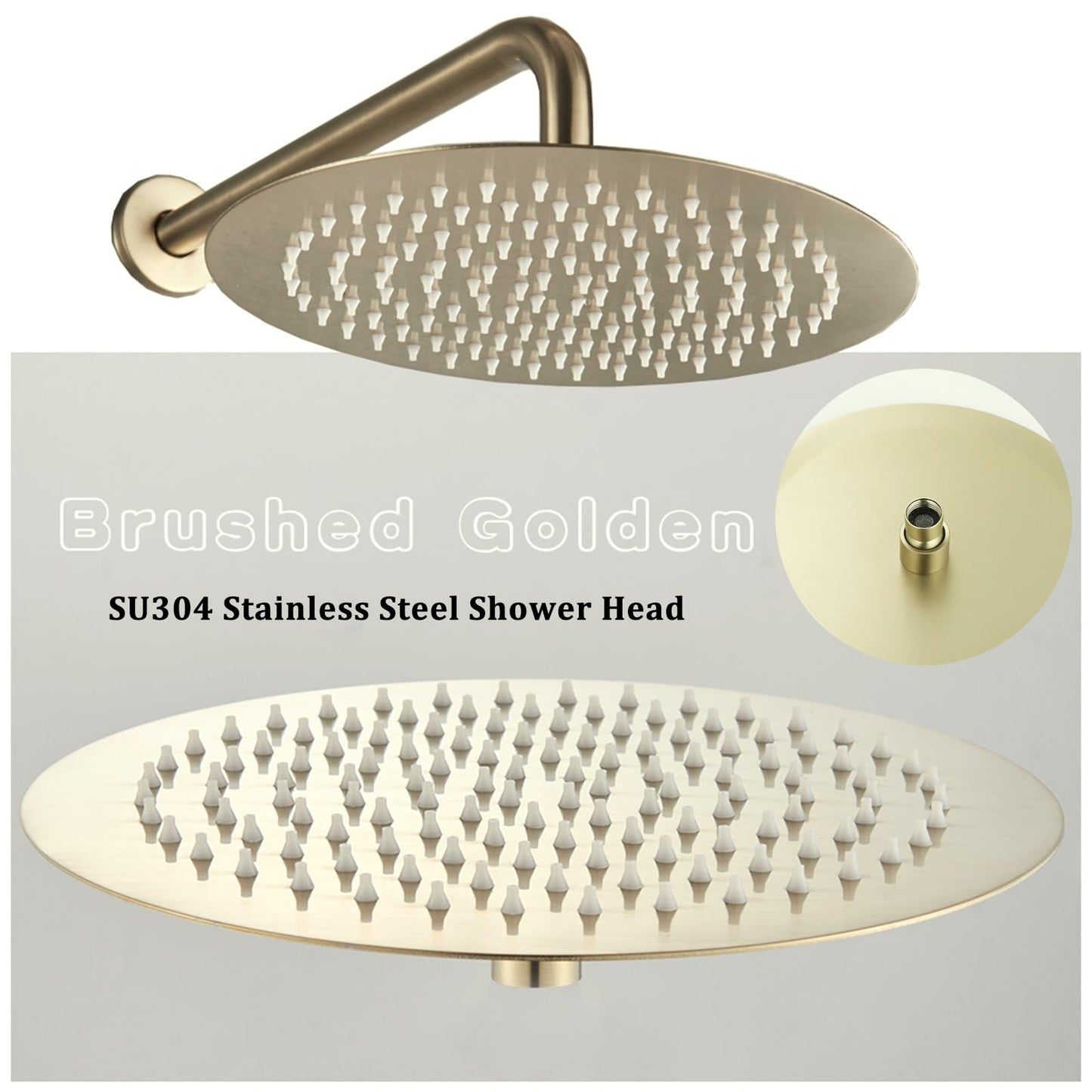 OihPaw Ensemble de Douche Encastrable Doré,Système de Douche À 2 Fonctions avec Pommeau de Douche Ronde 20CM et Douchette À Mains,Colonne De Douche Encastré pour Salle de Bains