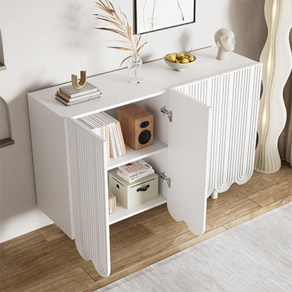Peiaw Buffet,Meuble de Cuisine Rangement,Buffet avec 4 Portes et étagères réglables,Buffet en Forme de Larme, Blanc Meuble de Rangement 120 x 37.5 x 80.8 cm, Buffet avec charnières amorties