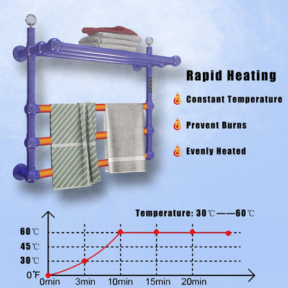 Seche Serviette Electrique,50 W Chauffe Serviette avec Minuterie (1 à 8 Heures) Et RéGlage De La TempéRature (30 à 60 °C),WiFi Intelligent SèChe,Commande Tactile LED Chauffe Serviette Salle De Bain