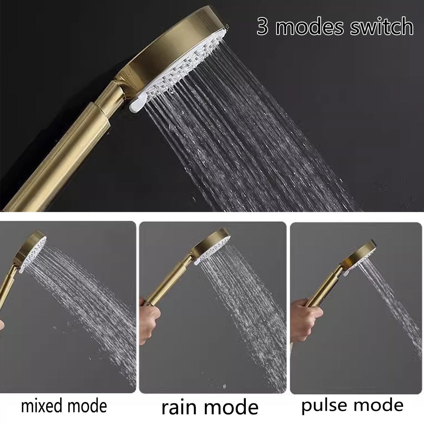 OihPaw Colonne de Douche dorée,Ensemble de Douche avec Mitigeur,Pomme de Douche et Douchette à Main,Colone Douche Mural Réglable en Hauteur,Robinet Douche