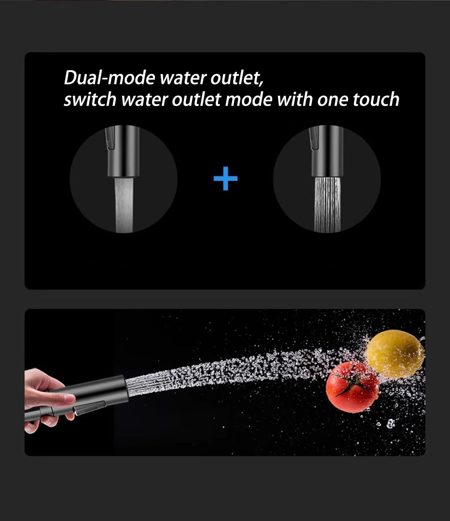 Robinet de Cuisine Cascade Rouge avec Pulvérisateur Escamotable 3 Fonctions de Pulvérisation, Mitigeur Cuisine Chaud Et Froid Avec Rotation À 360°, Acier Inoxydable SUS304