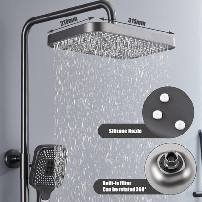 Colonne de Douche Thermostatique Piano Système de Douche Mural Gun Gray Ensemble de Douche Réglable en Hauteur Set de Douche avec Mitigeur,3 Modes Douchette,12 Pouces Douche de Tête,Bidet-Spray