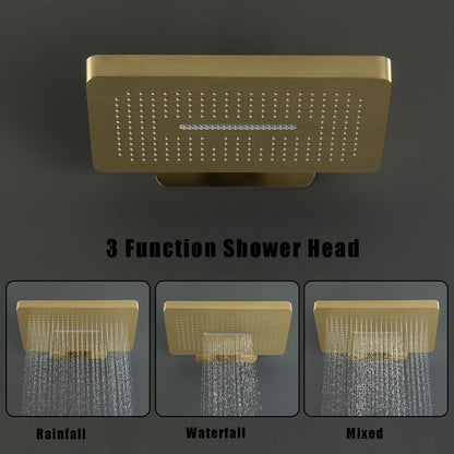 OihPaw Colonne de Douche Thermostatique Douche Encastrable Affichage Numérique Colonne de Douche Encastrable Or Brossé Ensemble de Douche avec Pommeau de Douche,Douchette