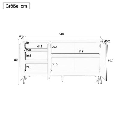 Buffet de Style Moderne au Design Unique Bahut avec 3 Portes, Sans Poignées, Armoire Latérale de Salon, Meuble Buffet de Cuisine, Armoire de Rangement pour Salle à Manger, Entrée (Blanc/Noir)
