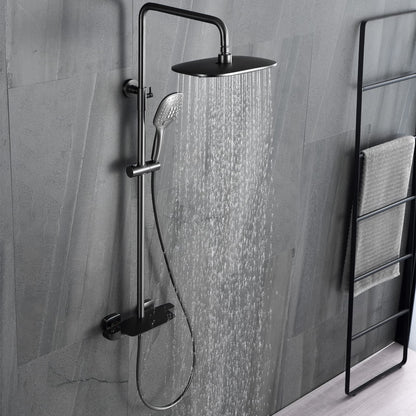 Thermostatique Colonne de Douche avec Mitigeur Système de Douche Mural Gris Pistolet Ensemble de Douche Hauteur Réglable Kit de Douche avec 32*20CM Pomme de Douche e Douchette à 3 Modes, Bec Baignoire