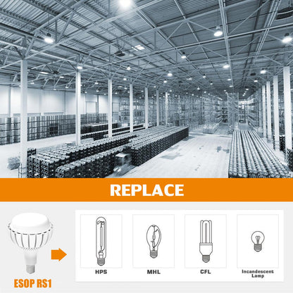Ampoule LED E40 150W Blanc Froid avec Adaptateur E27, Équivaut Ampoules à Incandescence 1200W, 6500K 19500LM Ampoule éclairage Led Non Dimmable Lampe Industriel pour Garage Entrepôt Supermarché