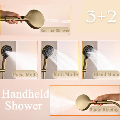 Colonne de Douche Thermostatique Colonne Douche Salle de Bain Affichage Numérique Colonne de Douche avec Mitigeur, Or Brossé Hauteur RéGlable Ensemble de Douche avec Douchette