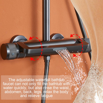 OihPaw Colonne de Douche Thermostatique Ensemble Douche Mural Système de Douche 3 Fonctions Kit de Douche avec 33 * 22cm Douche de Tête, 3 Modes Pommeau de Douche, Mitigeur de Douche Cascade