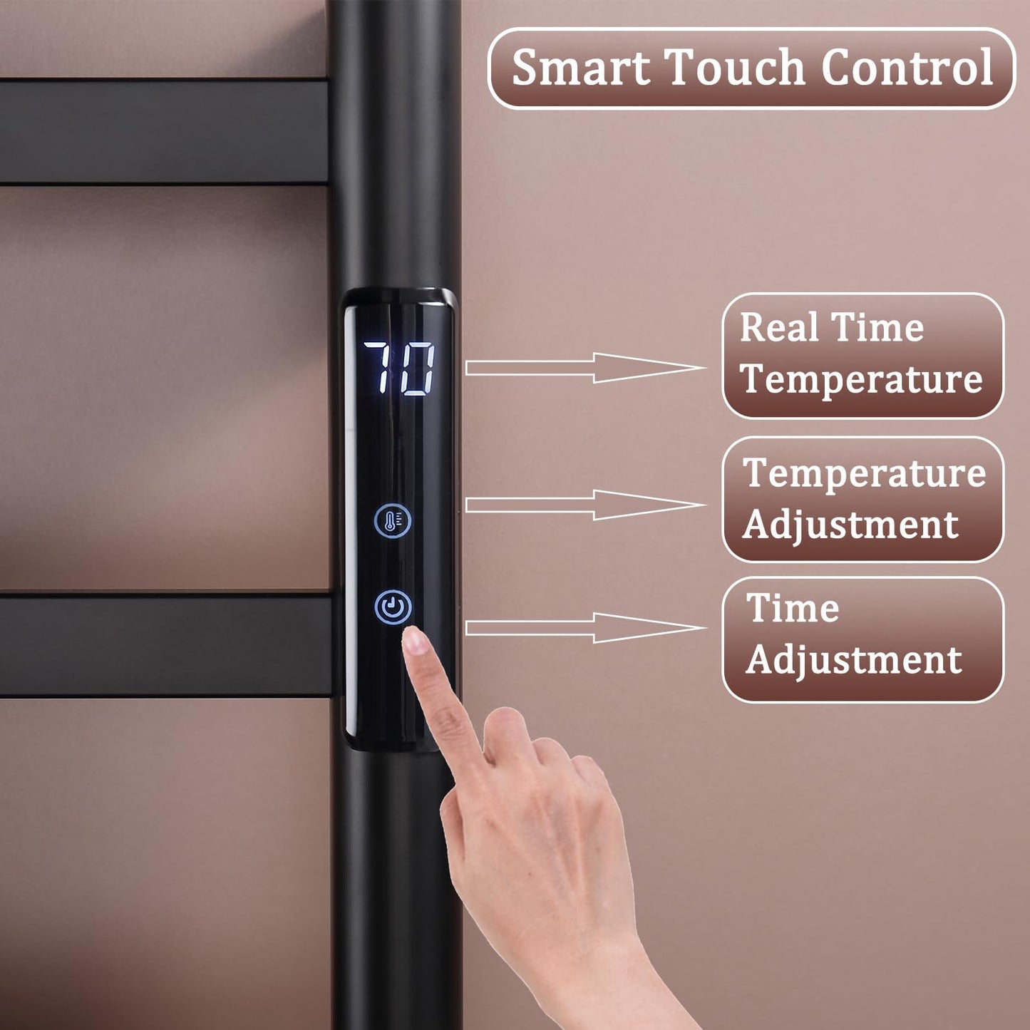 OihPaw Sèche-serviette électrique WiFi Intelligent 76 W Porte-Serviettes Chauffant Électrique Commande Vocale 62x50 cm Radiateur de Salle de Bain avec Support de Rangement Pliable