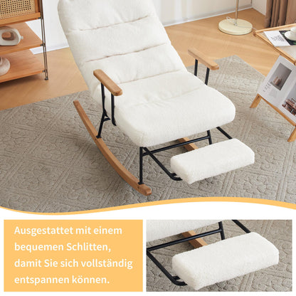 SHUGUANG Tissu Fauteuil Bascule, Fauteuil Chambre pour Lecture avec Mécanisme de Repose-Pieds Manuel, Réglage par Gravité Chaise de Lecture Fauteuil Bascule en Vigueur Chambre à Coucher, Salon