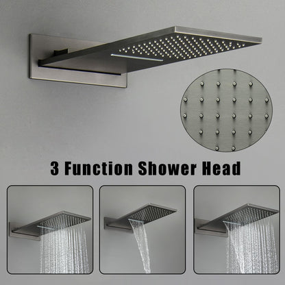 OihPaw Colonne de Douche Thermostatique Douche Encastrable Affichage Numérique Colonne de Douche Encastrable Gris Pistolet Ensemble de Douche avec 3 Fonctions Pommeau de Douche