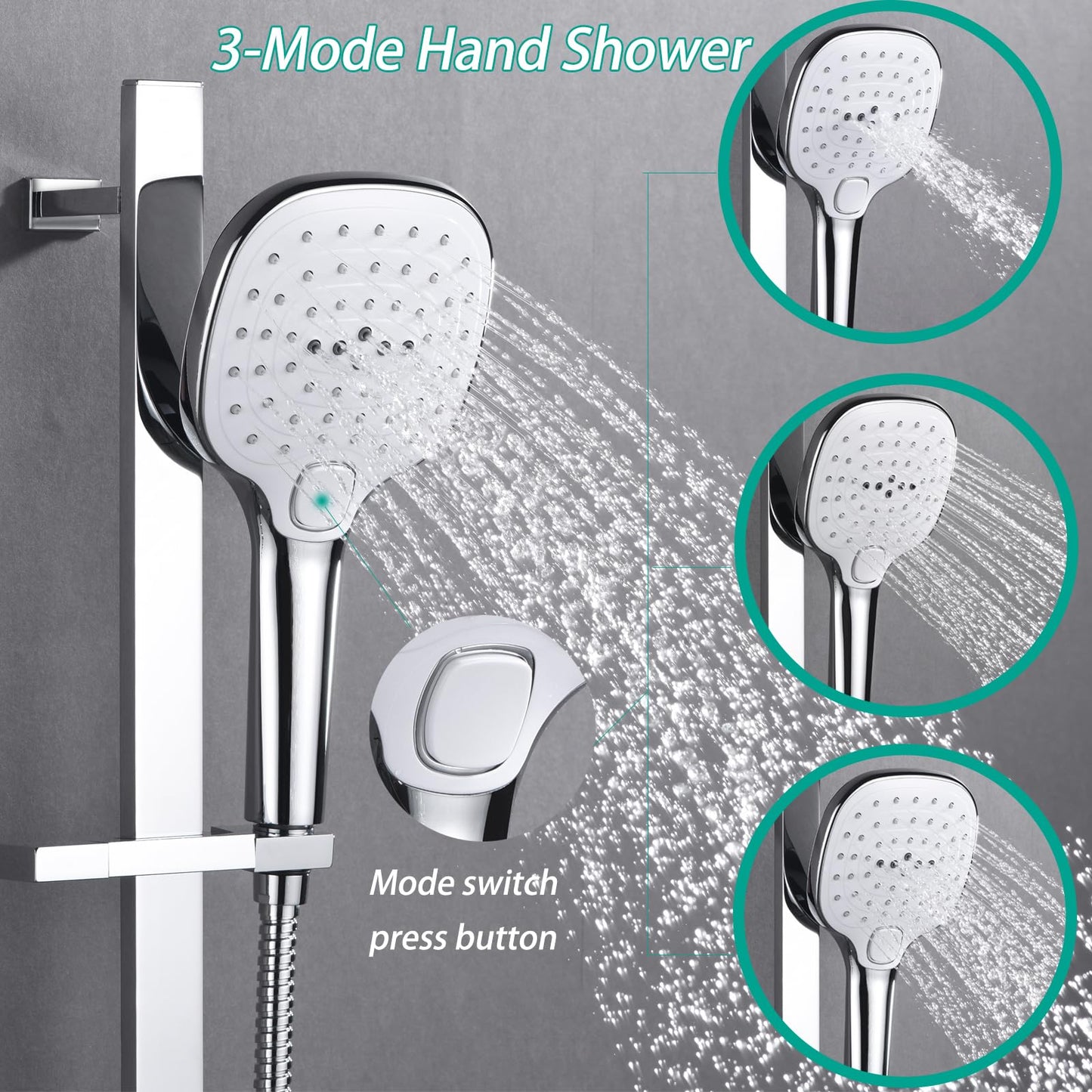 Système de Douche Thermostatique Musical Colonne Douche 90x30CM 9 Fonctions Tête de Douche, LED 64 Couleurs Bluetooth Ensemble de Douche avec Douchette, Robinet de Baignoire, Chrome