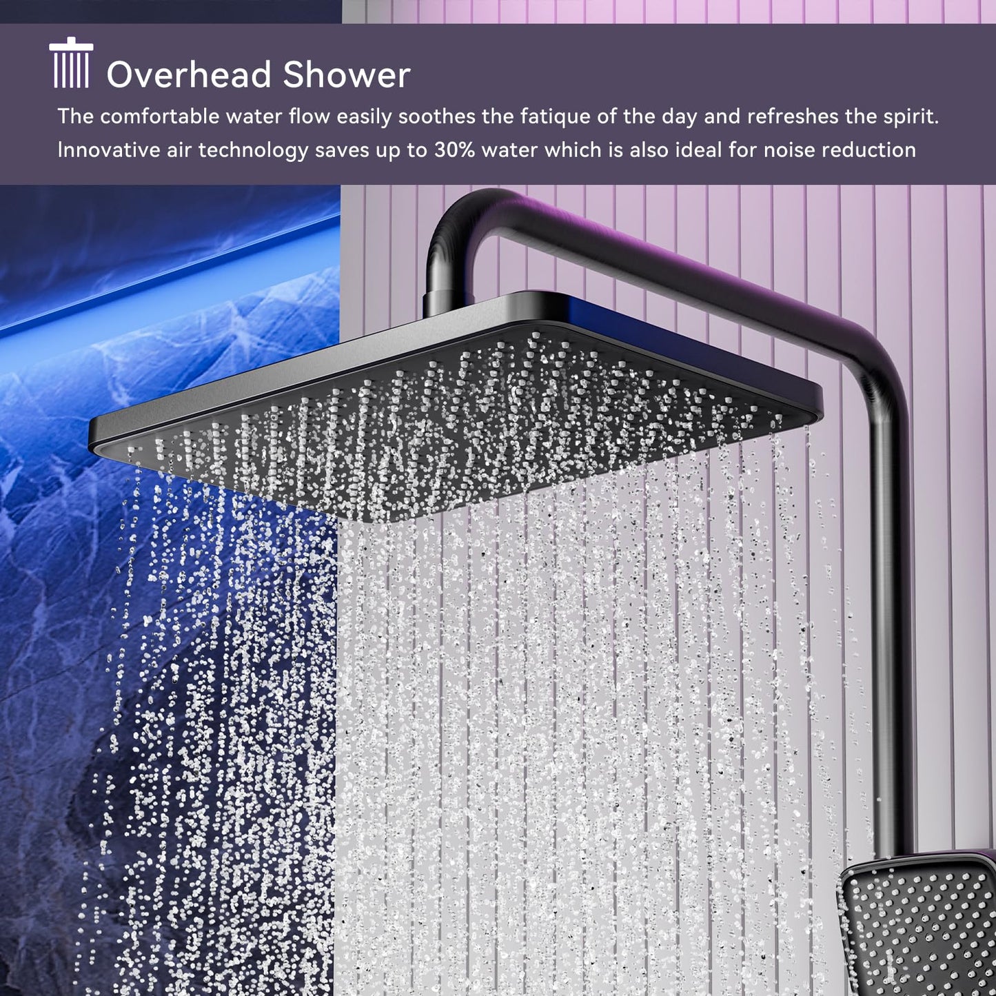 Colonne de Douche Thermostatique Mitigeur en Laiton Systeme de Douche Affichage Numérique LED Ensemble de Douche Pommeau De Douche, Douchette, Bidet Douche, Robinet De Baignoire, Mural (Gun Gray)