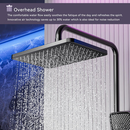 Colonne de Douche Thermostatique Mitigeur en Laiton Systeme de Douche Affichage Numérique LED Ensemble de Douche Pommeau De Douche, Douchette, Bidet Douche, Robinet De Baignoire, Mural (Gun Gray)