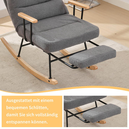 SHUGUANG Tissu Fauteuil Bascule, Fauteuil Chambre pour Lecture avec Mécanisme de Repose-Pieds Manuel, Réglage par Gravité Chaise de Lecture Fauteuil Bascule en Vigueur Chambre à Coucher, Salon