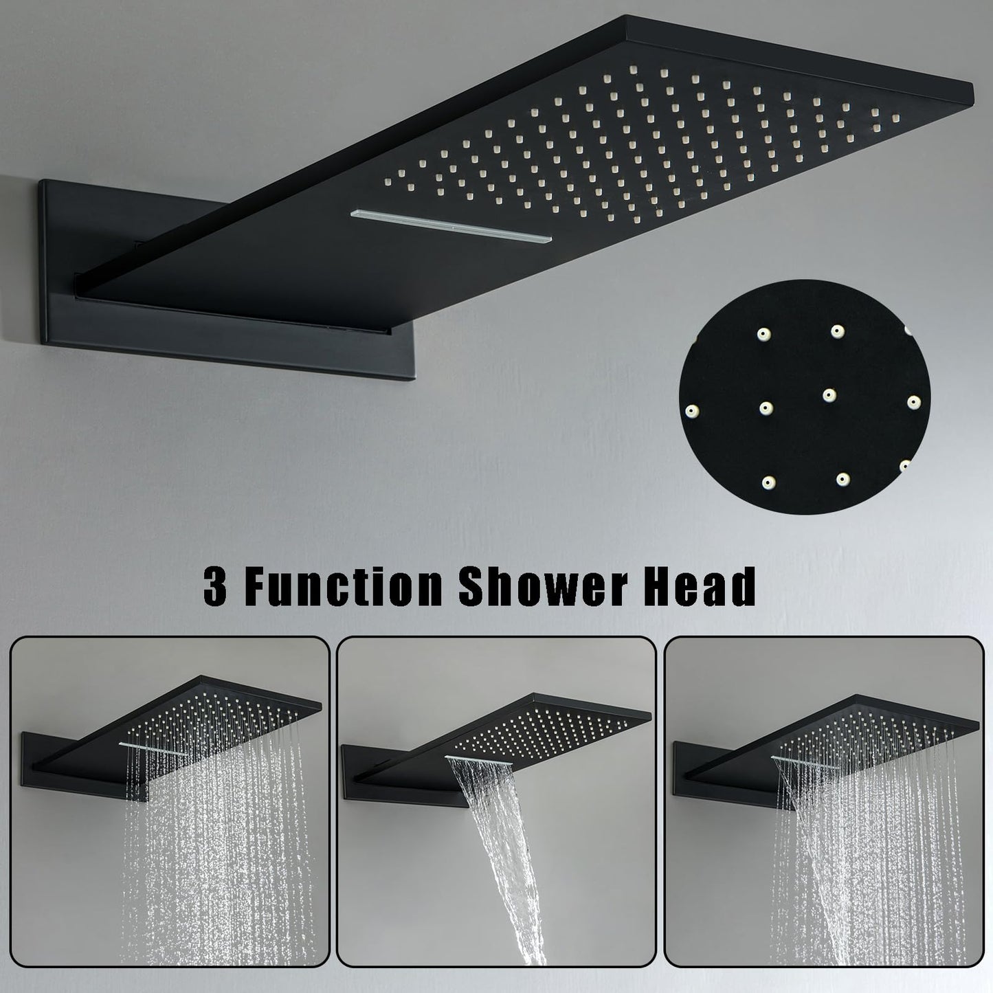 OihPaw Colonne de Douche Thermostatique Douche Encastrable Affichage Numérique Colonne de Douche Encastrable Noir Ensemble de Douche avec 3 Fonctions Pommeau de Douche,Douchette