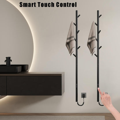 OihPaw Sèche-serviette électrique Noir Affichage Numérique 110 W Porte-Serviettes Chauffant Électrique 1500 mm Acier Inoxydable Thermostat Radiateur de Salle de Bain