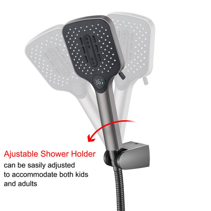 Pommeau de Douche avec 3 Modes, Haute Pression Douchette à Main Anti Calcaire Pommeau Douche Economie Deau Pommeau de Douche avec 1.5M Tuyau de Douche, Support de Douche (Gris Pistolet)