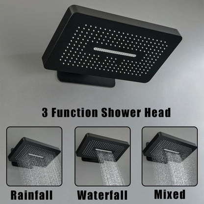 OihPaw Colonne de Douche Thermostatique Douche Encastrable Affichage Numérique Colonne de Douche Encastrable Noir Ensemble de Douche avec Pommeau de Douche,Douchette