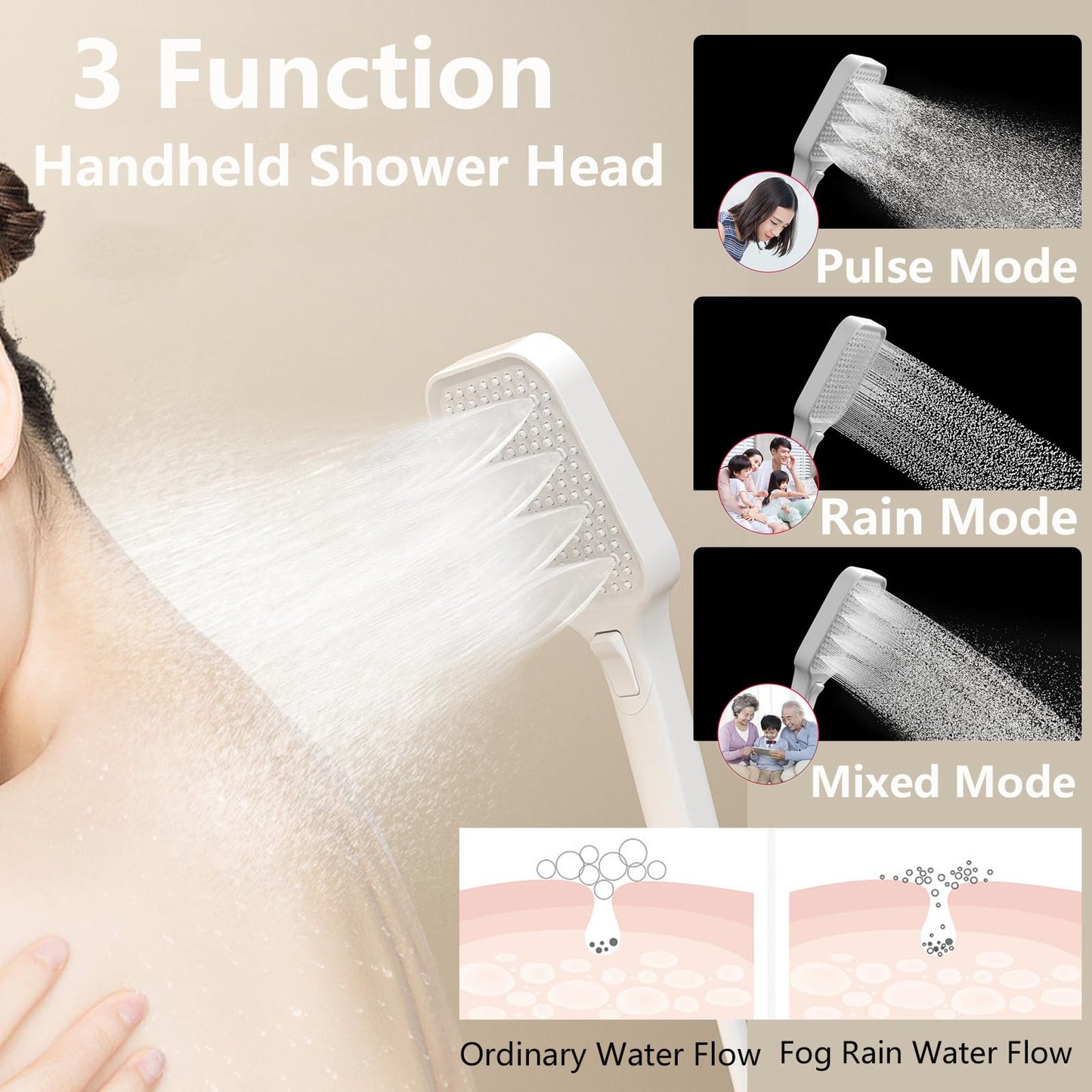 OihPaw Colonne de Douche Thermostatique Affichage Numérique Ensemble Douche 4 Fonctions Kit de Douche Système de Douche avec 30 * 20cm Douche de Tête, Pommeau Douche, Mitigeur Douche