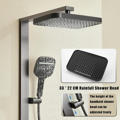 OihPaw Colonne de Douche Thermostatique Colonne Douche Salle de Bain Affichage Numérique Colonne de Douche avec Mitigeur,Gris Pistolet Ensemble de Douche avec Pommeau de douche,Douchette