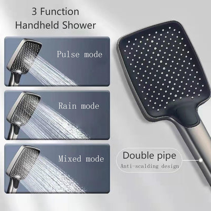 Colonne de Douche Thermostatique Mitigeur en Laiton Système de Douche avec 32 * 20CM Pommeau de Douche, Douchette 3 Fonctions, Robinet de Baignoire Ensemble de Douche Mural (Gris Pistolet)