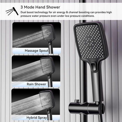 Colonne de Douche Thermostatique Mitigeur en Laiton Systeme de Douche Affichage Numérique LED Ensemble de Douche Pommeau De Douche, Douchette, Bidet Douche, Robinet De Baignoire, Mural (Gun Gray)
