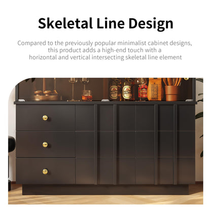 Buffet Moderne Élégant avec Portes en Verre Fumé, Meuble de Rangement avec 3 Tiroirs et 2 Portes, Meuble Buffet pour Salle à Manger Salon et D'entrée, Armoires Blanches/Noires, 120 × 33 × 95 cm