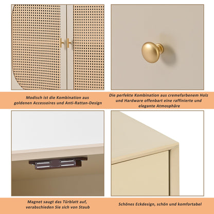 Buffet Salon Élégant Commode avec 2 Portes et 3 Tiroirs, Meuble Buffet, Grand Espace de Rangement, Bahut Blanc Cassé, Meuble de Rangement Idéal pour Chambre, Entrée, Salle à Manger, 120x40x82,5 cm