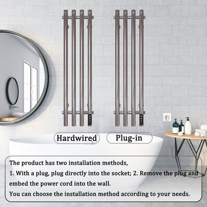 Sèche-Serviette Électrique Chrome, 100 W Chauffe-Serviettes 950 x 257 mm WiFi Intelligent Porte-Serviettes Chauffant Électrique Commande Tactile à LED Radiateur de Salle de Bain avec 8 Crochets