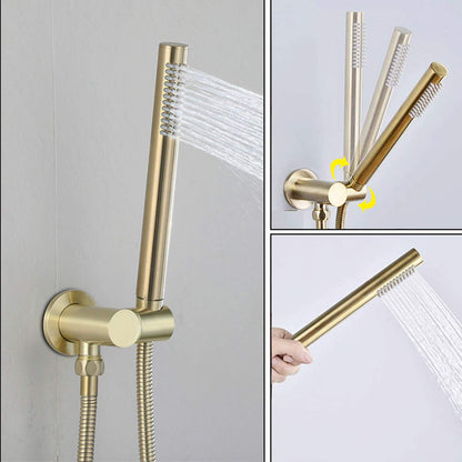 OihPaw Ensemble de douche encastrable doré brossé,10" Kit de Douche à Encastrer avec Douchette à Mains,Systèmes de douche,Mitigeur de Douche Salle de Bain